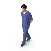 Asian Prisoner Blue Uniform in Handcuffs PNG & PSD Images