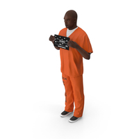 Black Male Prisoner with Mugshot Board PNG & PSD Images