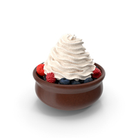 Bowl Of Berries With Whipped Cream PNG & PSD Images