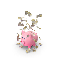 Piggy Bank Save Falling Euro 200 Notes PNG & PSD Images