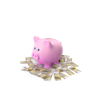 Piggy Bank Save Ground Euro 200 Notes PNG & PSD Images