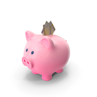 Pinky Piggy Bank Save Euro 200 Notes PNG & PSD Images