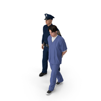 Policeman Escorting Asian Prisoner PNG & PSD Images