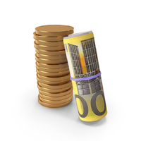 Coins With Euro 200 Money Notes Rolls Stad PNG & PSD Images