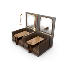 Vintage Diner Booth Seating With Tables And Lamps PNG & PSD Images