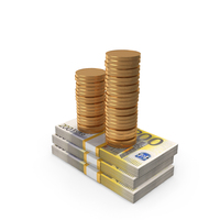 Euro 200 Money Notes With Gold Coins PNG & PSD Images