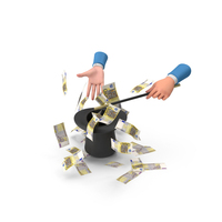 Hand Magic Hat Euro 200 Money Fly Out PNG & PSD Images