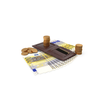 Leather Wallet  Coins Bill Euro 200 Money PNG & PSD Images