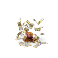 Magic Lamp Euro 200 Money Falling Coins PNG & PSD Images