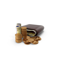 Wallet Euro 200 Money Rolls Gold Coins PNG & PSD Images