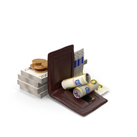 Wallet Open Euro 200 Money Rolls Gold Coins PNG & PSD Images