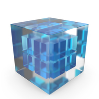 Blue Multi Cubes Inside Box Glass PNG & PSD Images