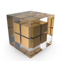 Gold Multi Cubes Inside Box Glass PNG & PSD Images
