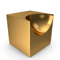 Gold Intersection Primitive Cube Sphere Cut PNG & PSD Images