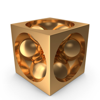Gold Spherical Bubble Balls In Cube PNG & PSD Images