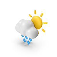 Cloudy With Snow And Sun Weather Icon PNG & PSD Images