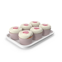 Hearts Cupcakes On A Tray PNG & PSD Images