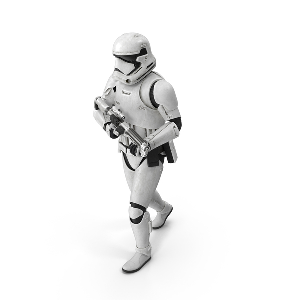 Dirty First Order Stormtrooper With Blaster Walking Pose PNG & PSD Images