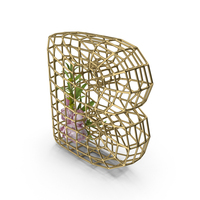 Peonies in Cage Letter B PNG & PSD Images