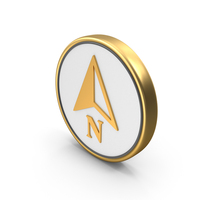 North Pin Locate Symbol Coin PNG & PSD Images
