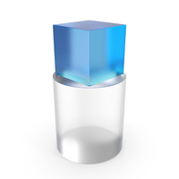 Glass Cube On Cylinder PNG & PSD Images
