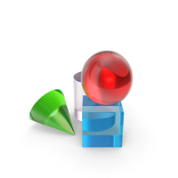 Glass Primitives Ball Cone Cylinder Cube PNG & PSD Images