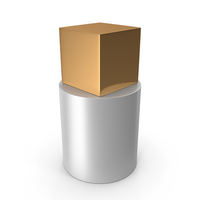 Gold Cube On Cylinder PNG & PSD Images