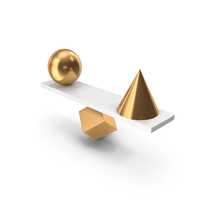 Gold Cube Sphere Cone PNG & PSD Images