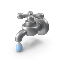 Cartoon Faucet With A Drop Of Water PNG & PSD Images