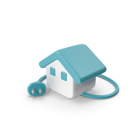Cartoon House With Electric Plug PNG & PSD Images