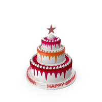 Three Tiered Colorful Birthday Cake PNG & PSD Images