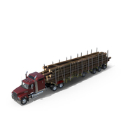 Freight Truck With Logging Trailer With Logs PNG & PSD Images