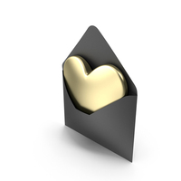 Black Envelope With Gold Heart PNG & PSD Images