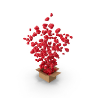 Cardboard Box With Red Hearts PNG & PSD Images