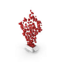 White Box With Red Hearts PNG & PSD Images