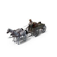 Gold Rush Miner With Wagon And Horses PNG & PSD Images