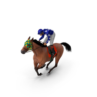 Bay Racing Horse with Jokey Gallop PNG & PSD Images