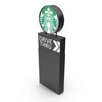 Round Starbucks Drive Thru Signage PNG & PSD Images