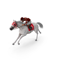 Running White Racing Horse With Jokey PNG & PSD Images