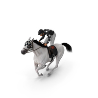 White Racing Horse with Jokey Gallop PNG & PSD Images