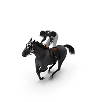 Black Racing Horse with Jokey Gallop PNG & PSD Images
