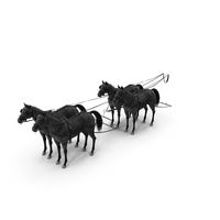 Four Black Horses In Breast Collar Harness PNG & PSD Images