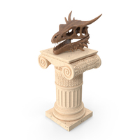 Fossilized Dragon Skull On Pedestal Column PNG & PSD Images