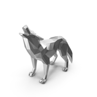 Wolf Statue Silver PNG & PSD Images