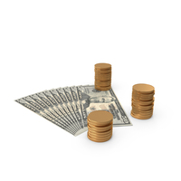 Currency US 50 Dollar Money Notes Spread With Coins PNG & PSD Images