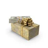 Gift Box With US 50 Dollar Money Notes Lots On Top PNG & PSD Images