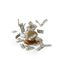 Gold Falling US 50 Dollar Money Bag PNG & PSD Images