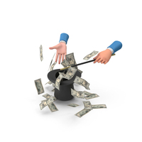 Hand Magic Hat US 50 Dollar Money Fly Out PNG & PSD Images