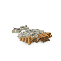 Pile US 50 Dollar Money Lots Gold Buisket Coins PNG & PSD Images