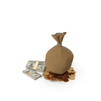 US 50 Dollar Money Bag Gold Lots PNG & PSD Images
